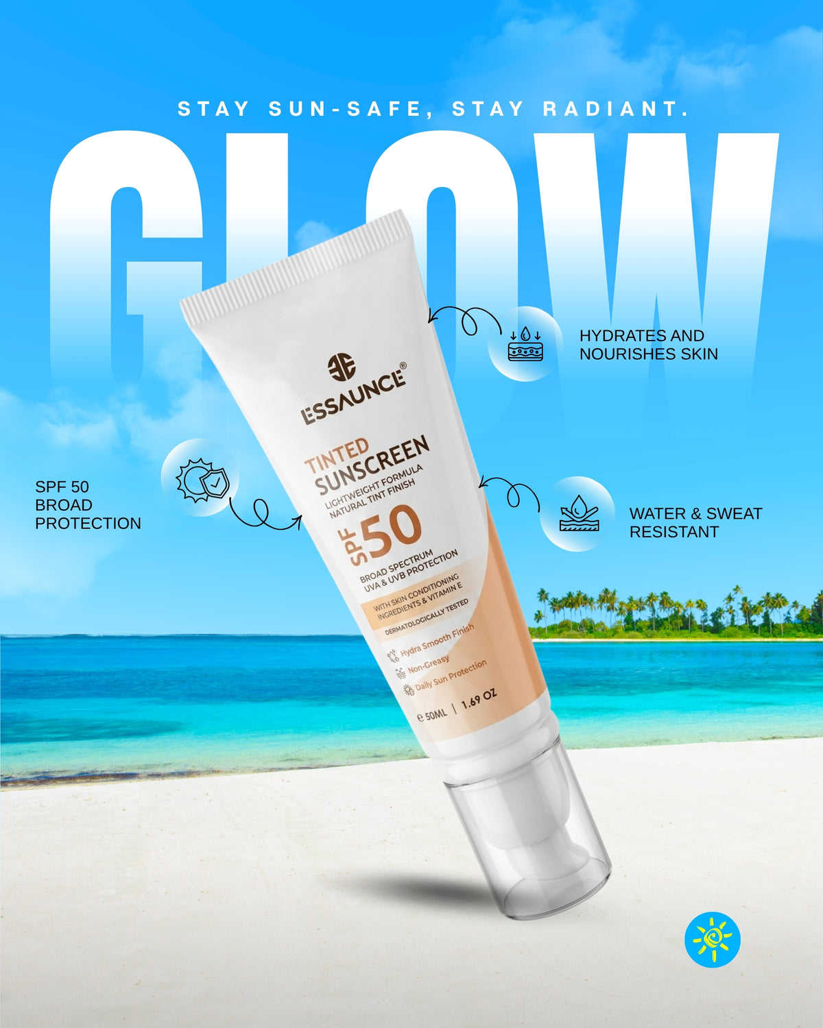 Tinted Sunscreen SPF 50 | 50ML - Essaunce Uk